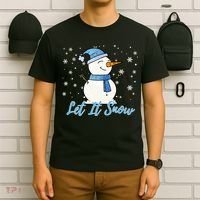 Cute Snowman Let It Snow Christmas Holiday T-Shirt thumb 6