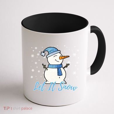 Cute Snowman Let It Snow Christmas Holiday Coffee Mug back