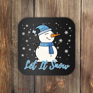 Cute Snowman Let It Snow Christmas Holiday Coaster