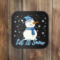 Cute Snowman Let It Snow Christmas Holiday Coaster thumb 0