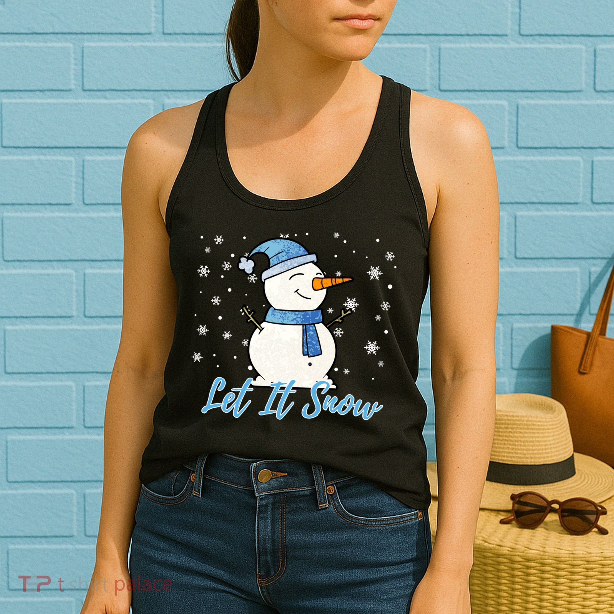 Cute Snowman Let It Snow Christmas Holiday Women's Tank Top