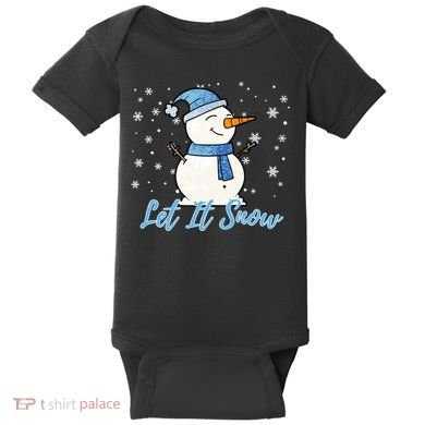 Cute Snowman Let It Snow Christmas Holiday Baby Bodysuit