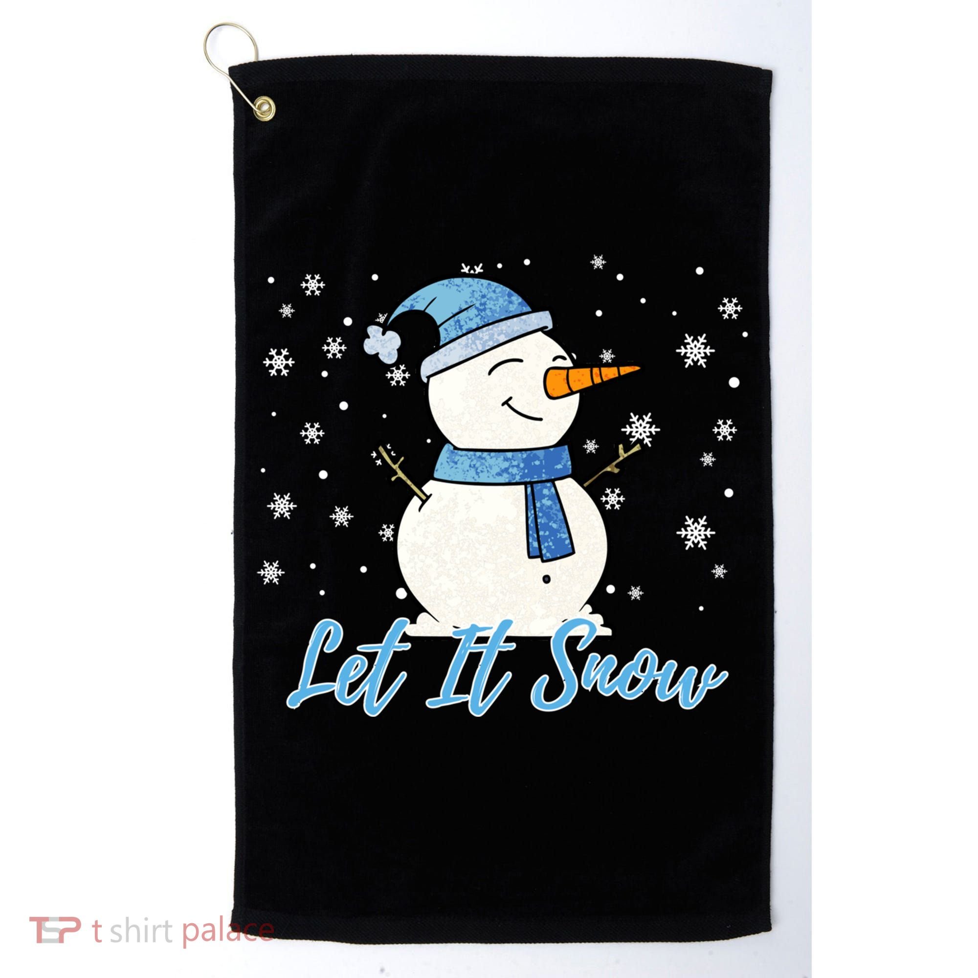 Cute Snowman Let It Snow Christmas Holiday Golf Towel