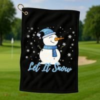 Cute Snowman Let It Snow Christmas Holiday Golf Towel thumb 1