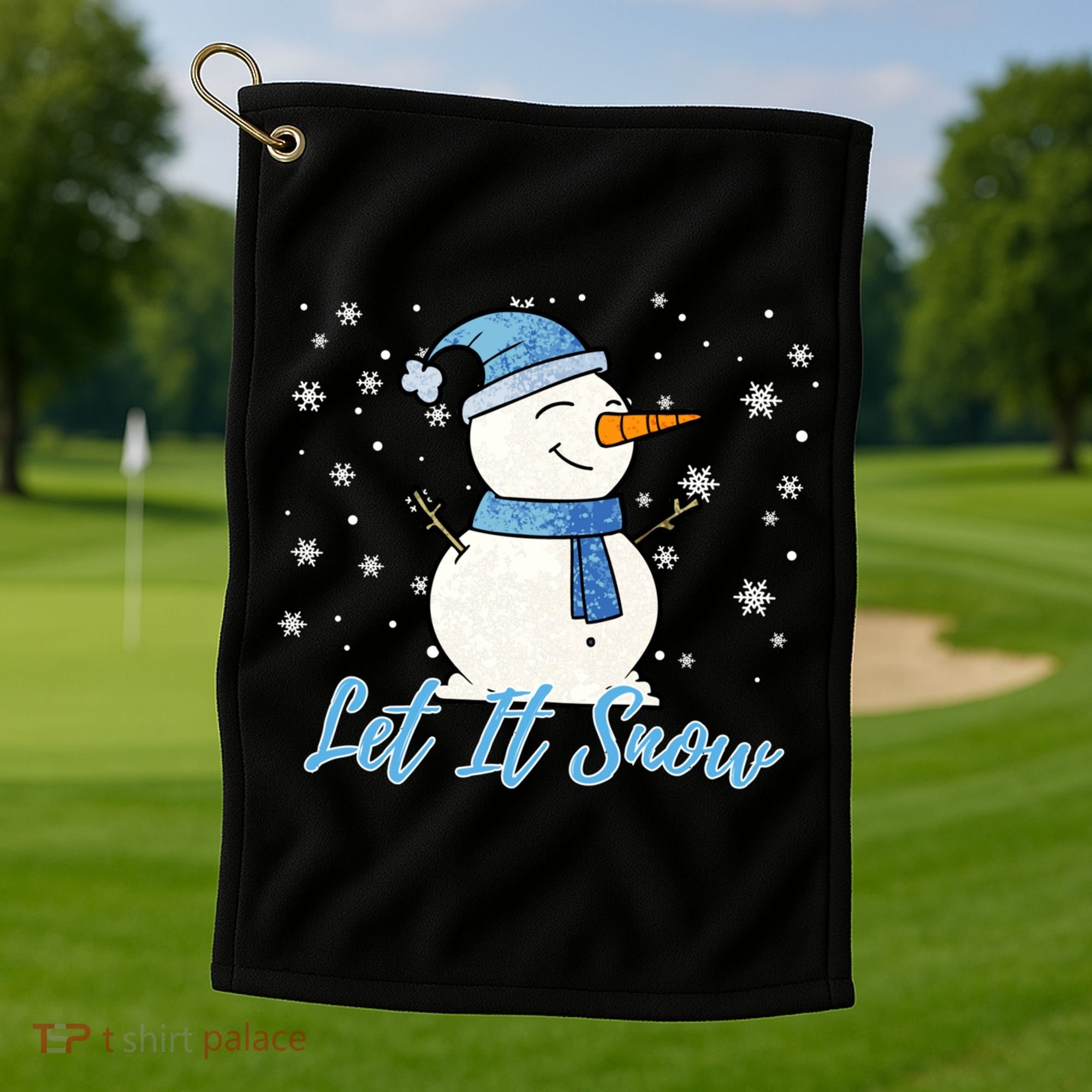 Cute Snowman Let It Snow Christmas Holiday Golf Towel