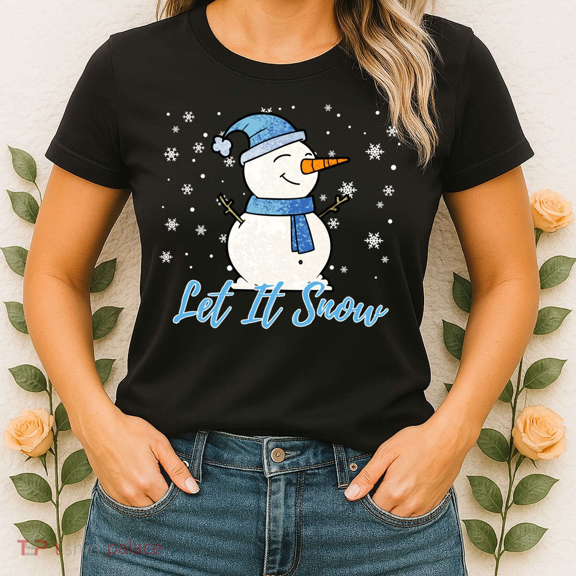 Cute Snowman Let It Snow Christmas Holiday Women's T-Shirt