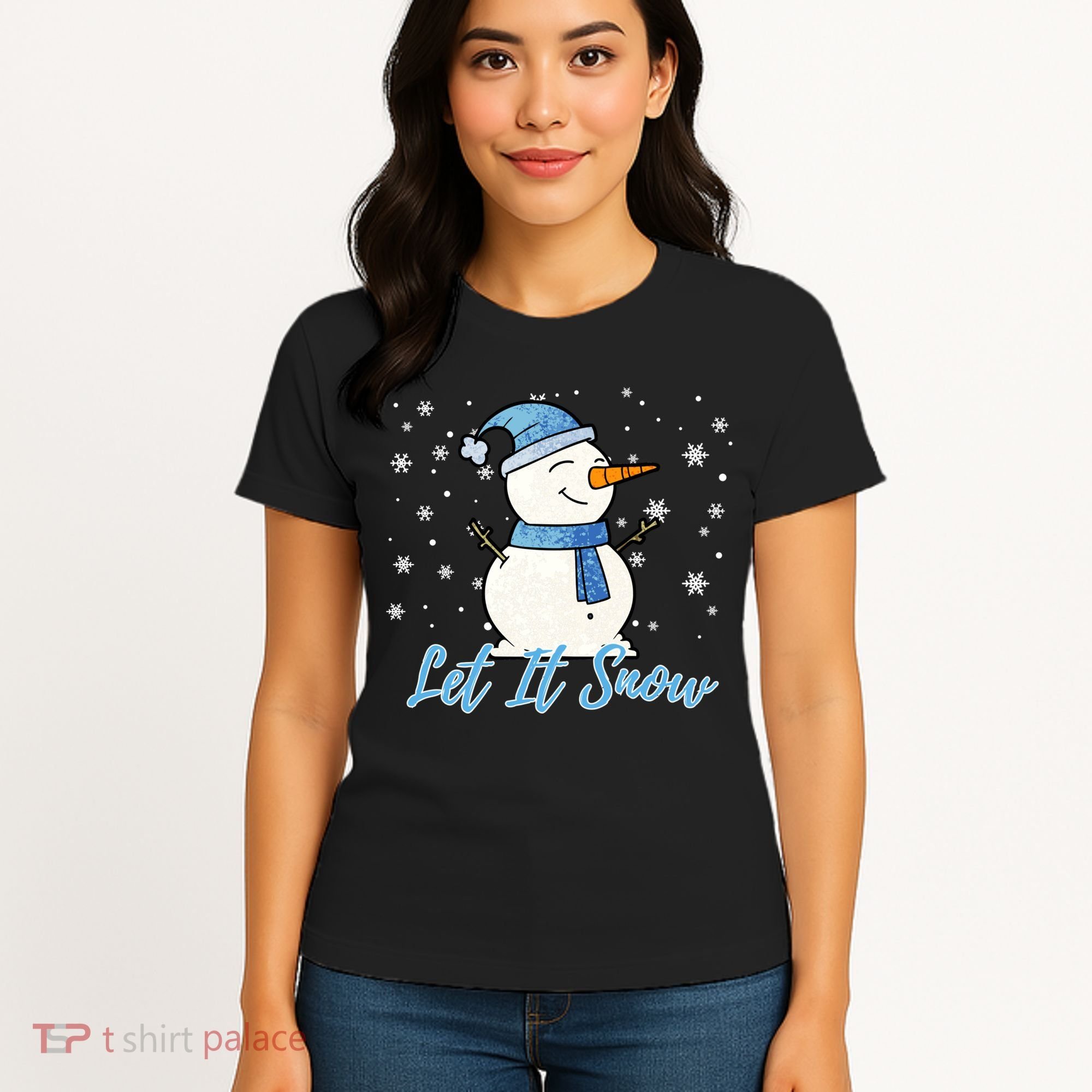 Cute Snowman Let It Snow Christmas Holiday Women's T-Shirt