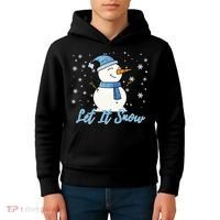 Cute Snowman Let It Snow Christmas Holiday Kids Hoodie thumb 4