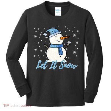 Cute Snowman Let It Snow Christmas Holiday Kids Long Sleeve Shirt