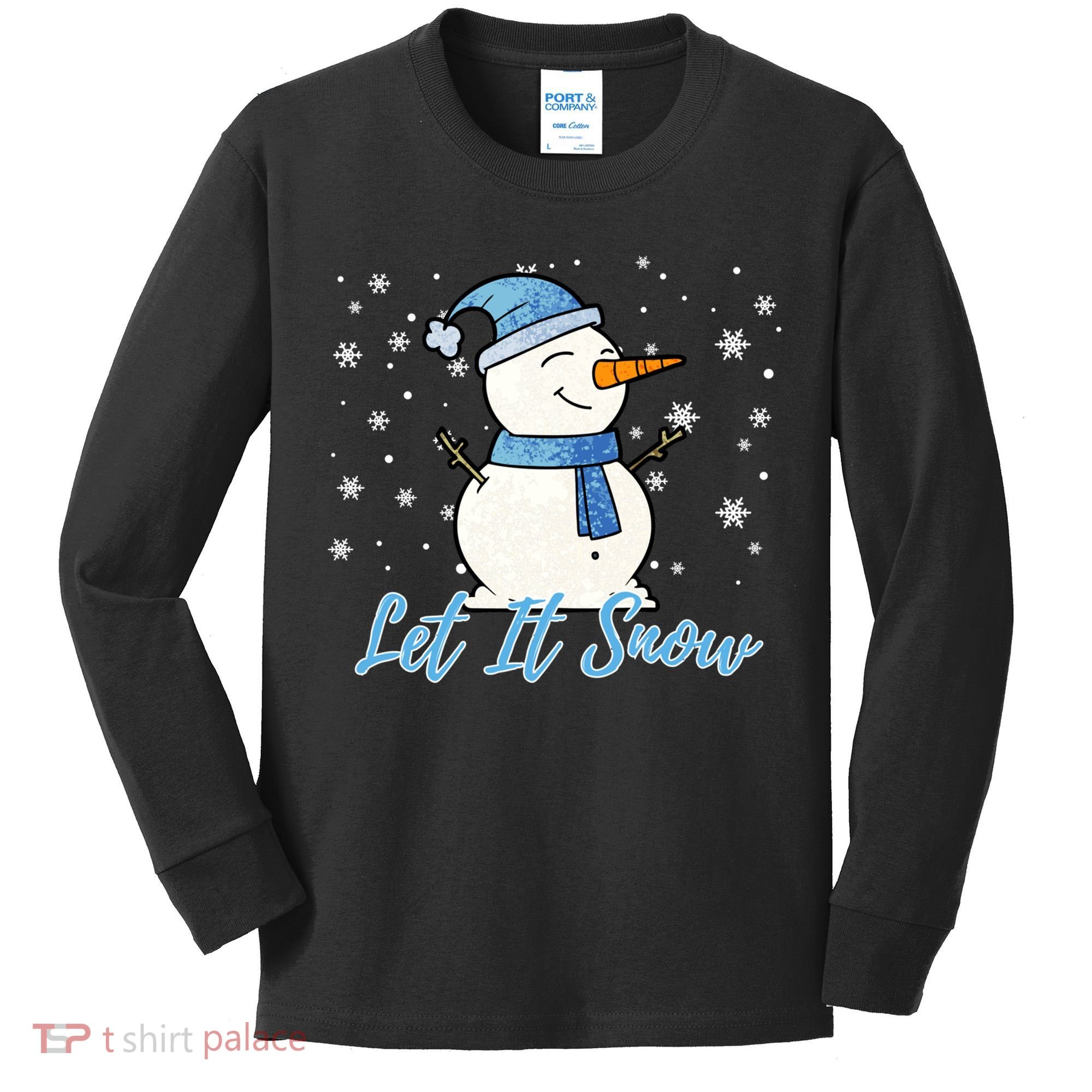 Cute Snowman Let It Snow Christmas Holiday Kids Long Sleeve Shirt