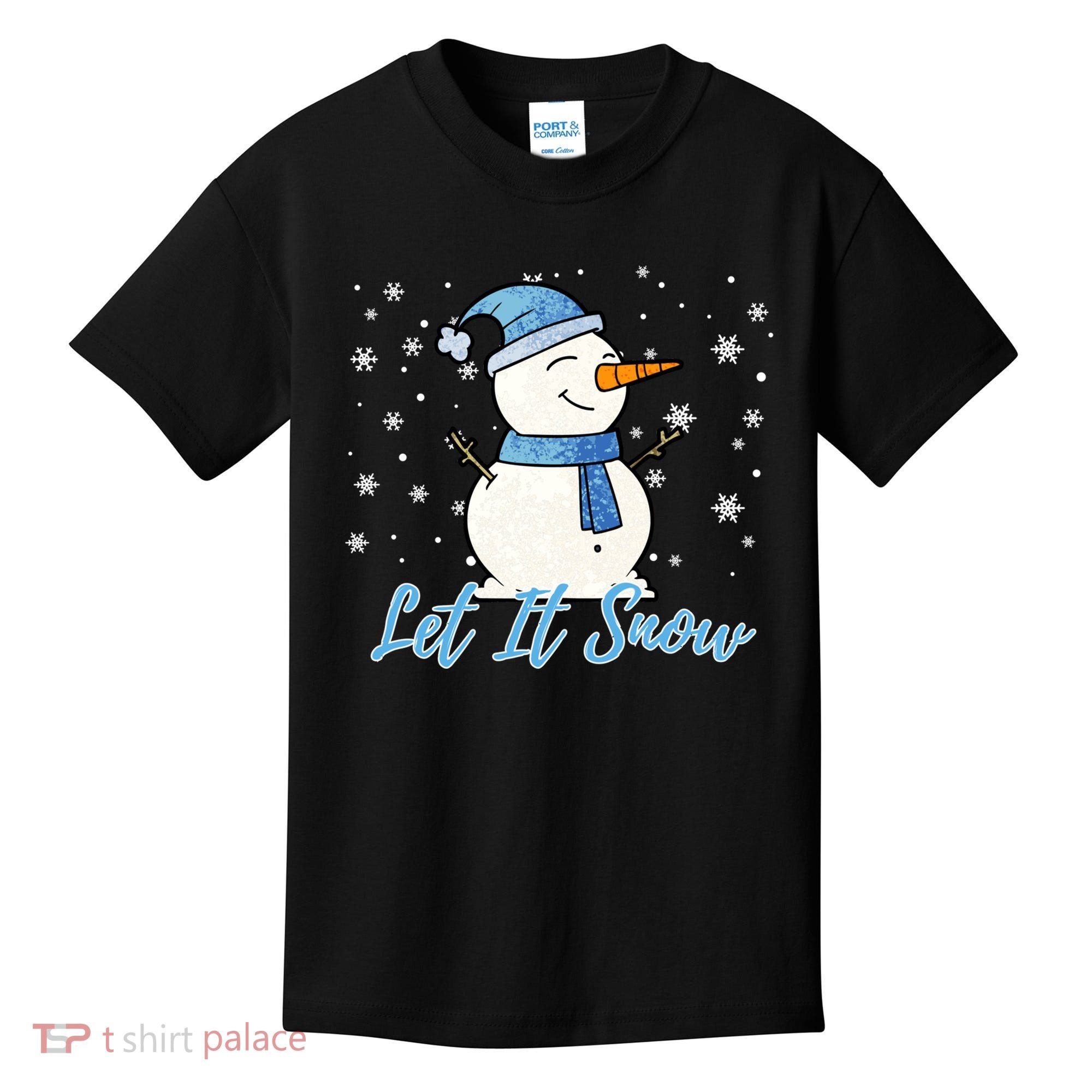 Cute Snowman Let It Snow Christmas Holiday Kids T-Shirt