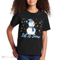Cute Snowman Let It Snow Christmas Holiday Kids T-Shirt thumb 2
