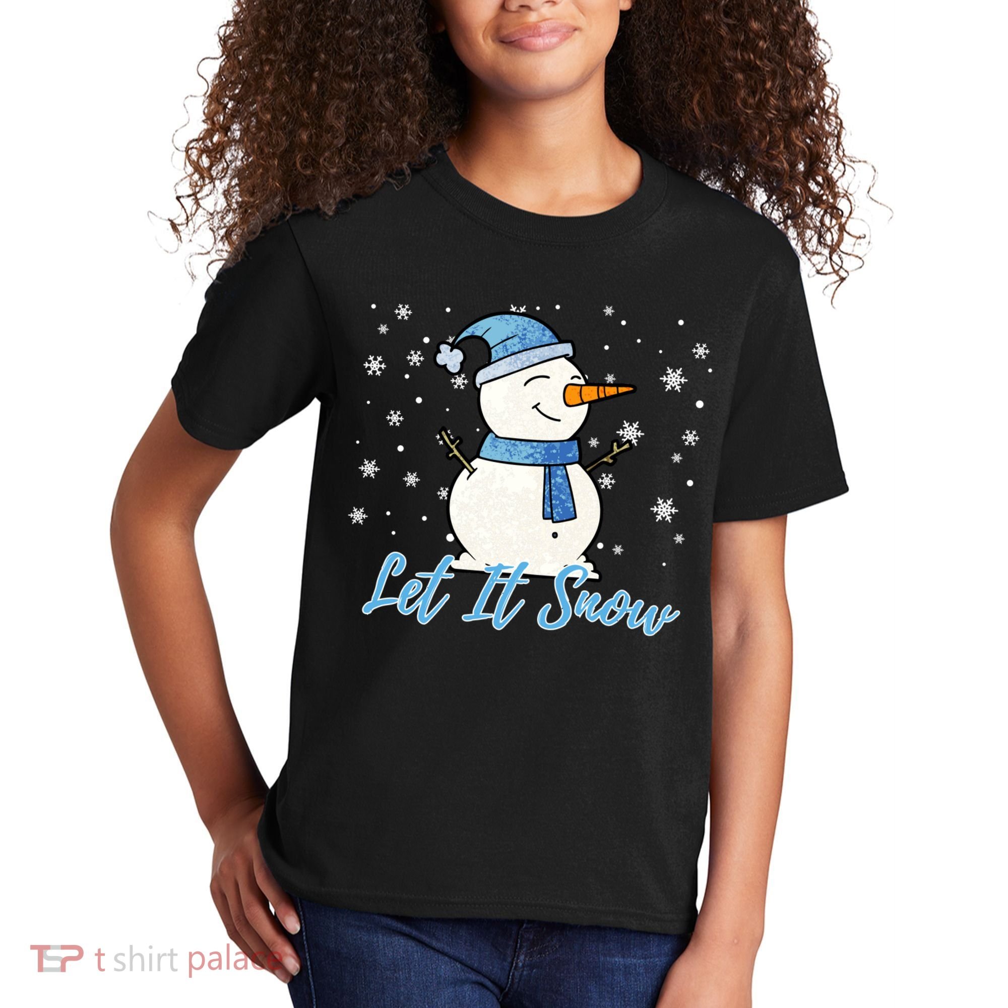 Cute Snowman Let It Snow Christmas Holiday Kids T-Shirt