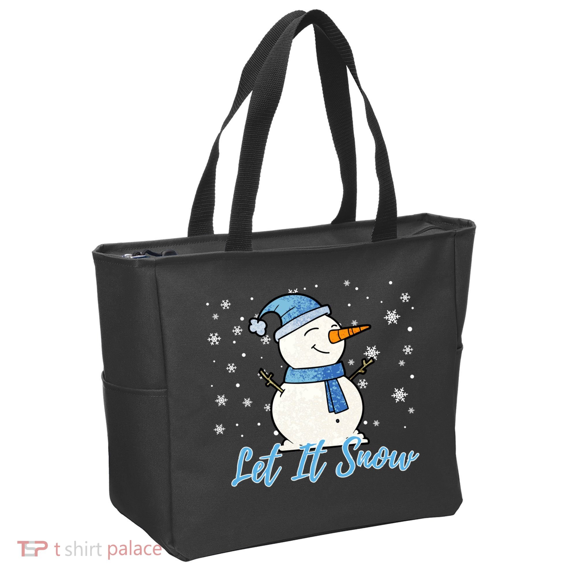 Cute Snowman Let It Snow Christmas Holiday Tote Bag