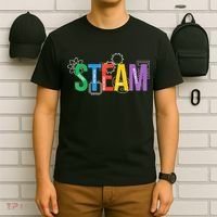 Colorful Steam Letters For Steam Program Teacher And Student T-Shirt thumb 6