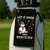 Cute Snow Let It Snow I Have Books Reader Gift Golf Towel thumb 2