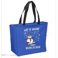 Cute Snow Let It Snow I Have Books Reader Gift Tote Bag thumb 2