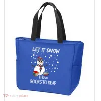 Cute Snow Let It Snow I Have Books Reader Gift Tote Bag thumb 3
