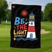 Casual Summer Lighthouse Bible verse Christian Golf Towel thumb 1