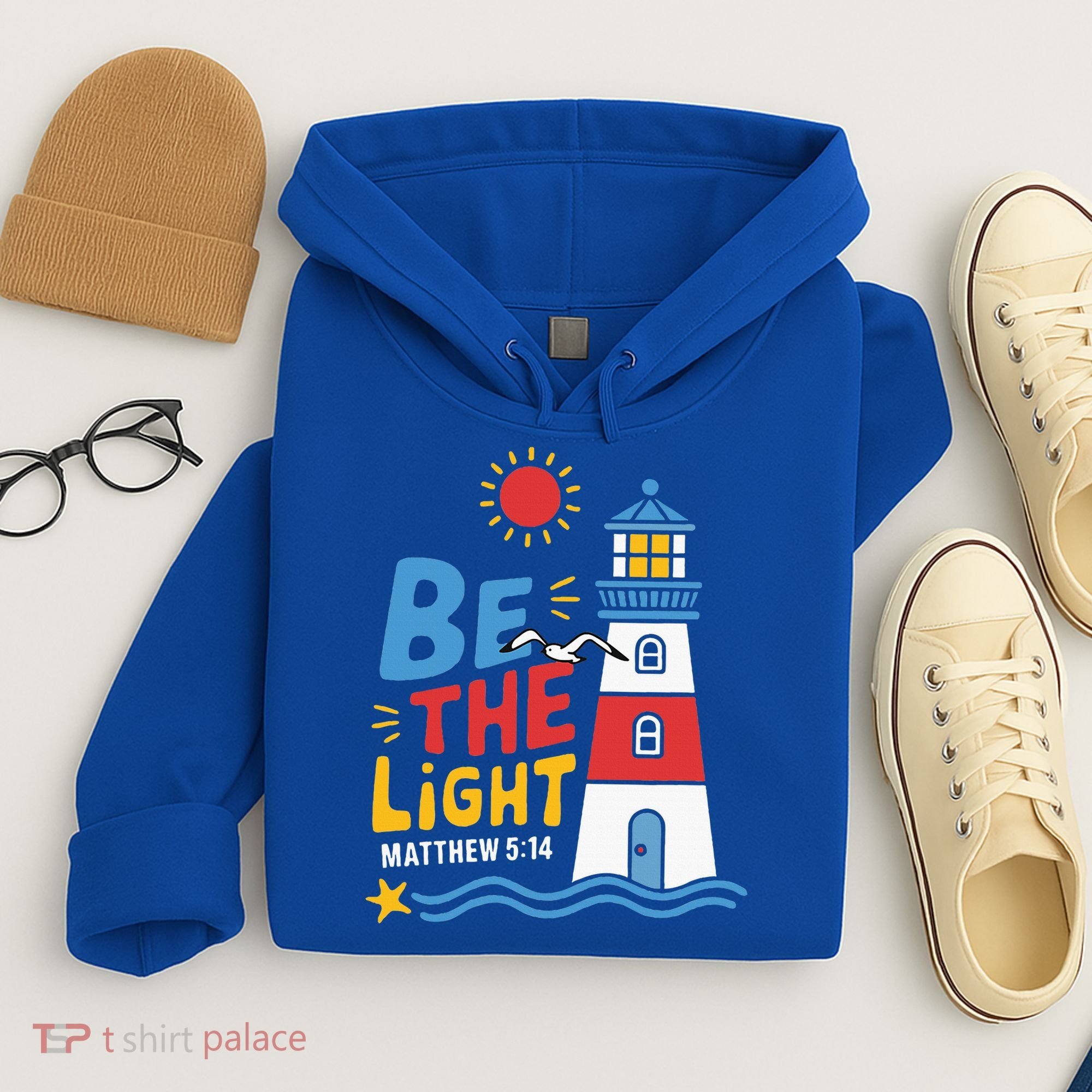 Casual Summer Lighthouse Bible verse Christian Hoodie