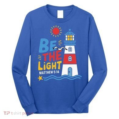 Casual Summer Lighthouse Bible verse Christian Long Sleeve Shirt