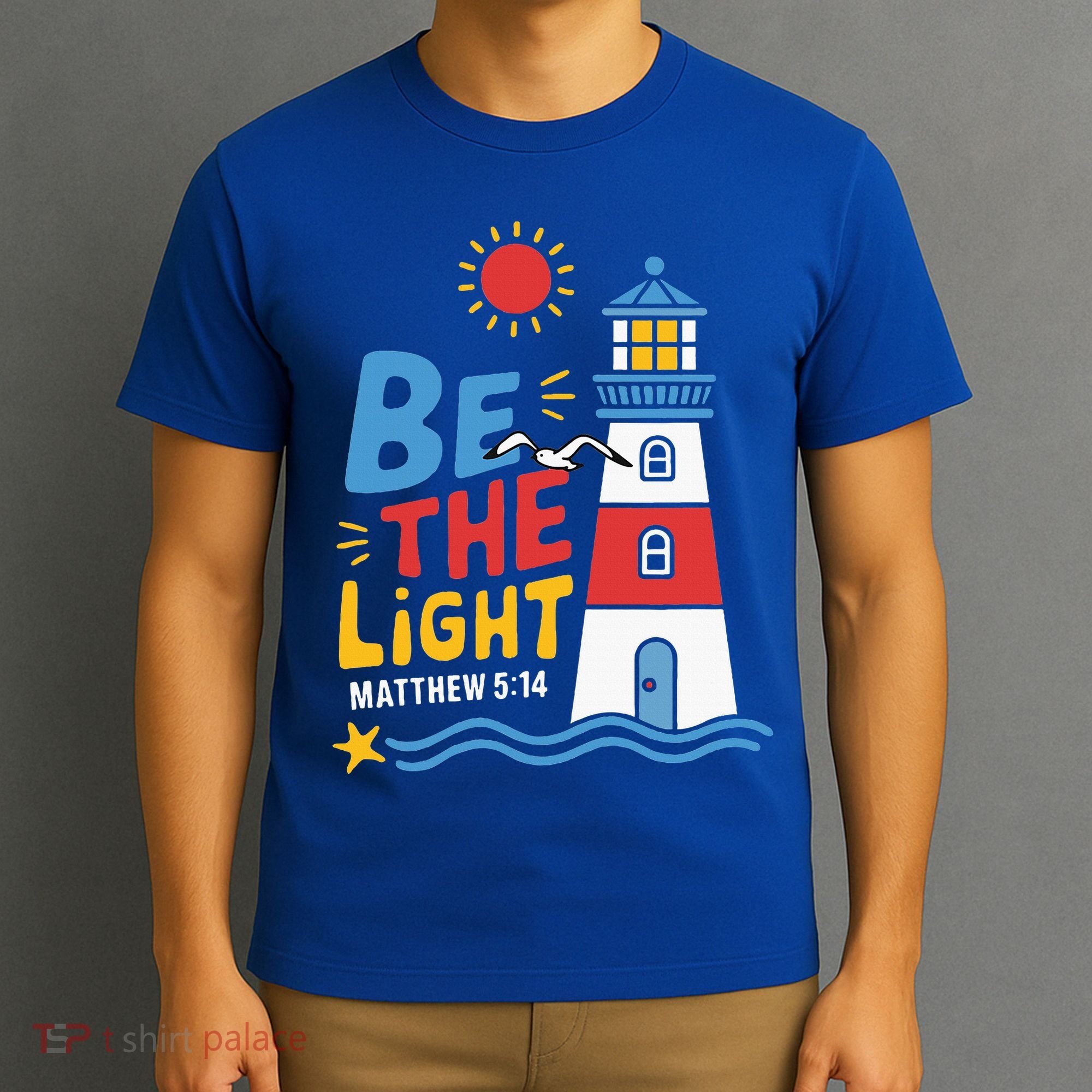 Casual Summer Lighthouse Bible verse Christian T-Shirt