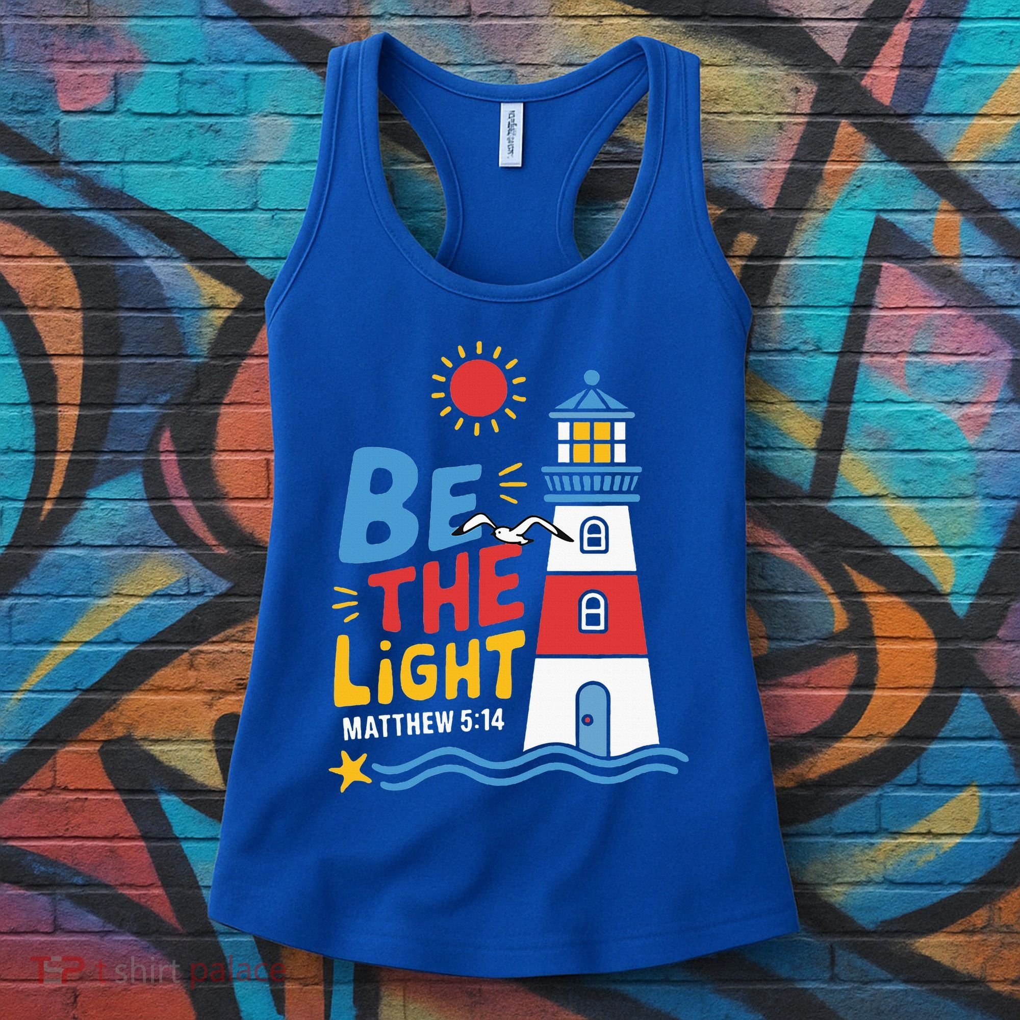 Casual Summer Lighthouse Bible verse Christian Women's Tank Top