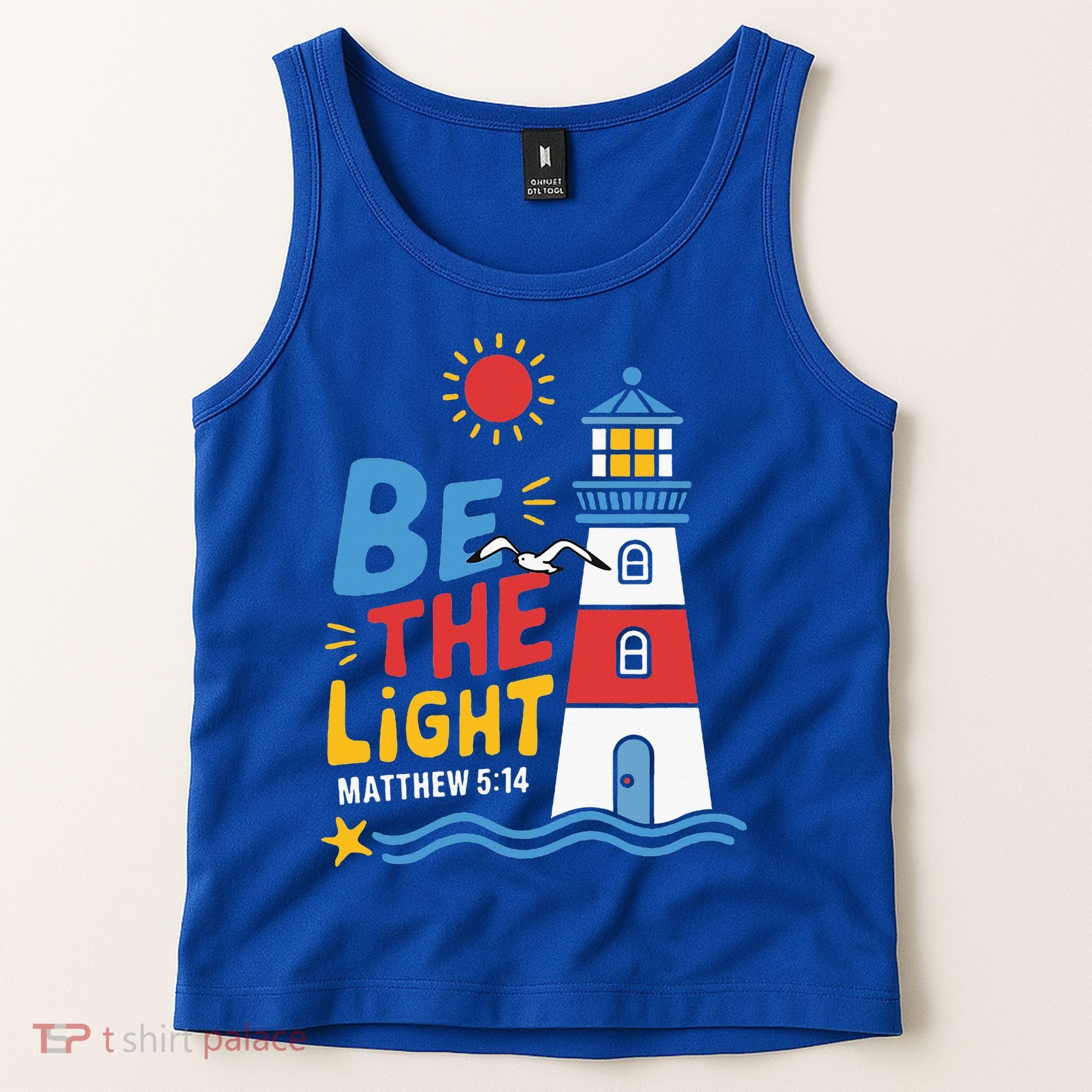 Casual Summer Lighthouse Bible verse Christian Tank Top