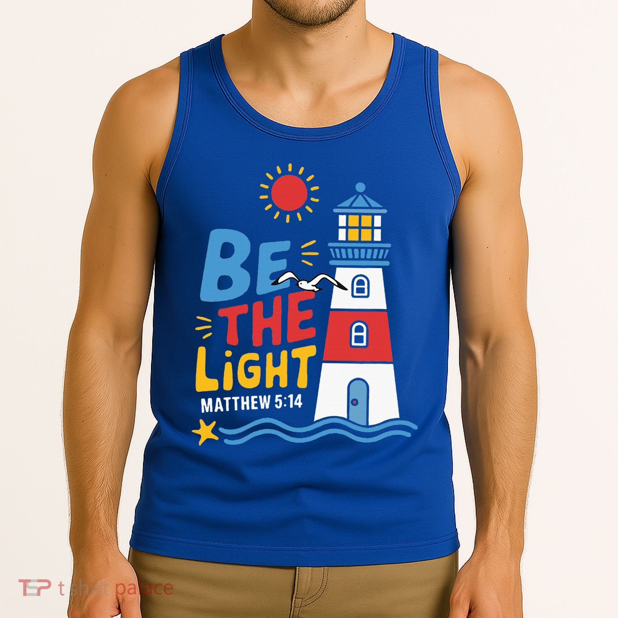 Casual Summer Lighthouse Bible verse Christian Tank Top