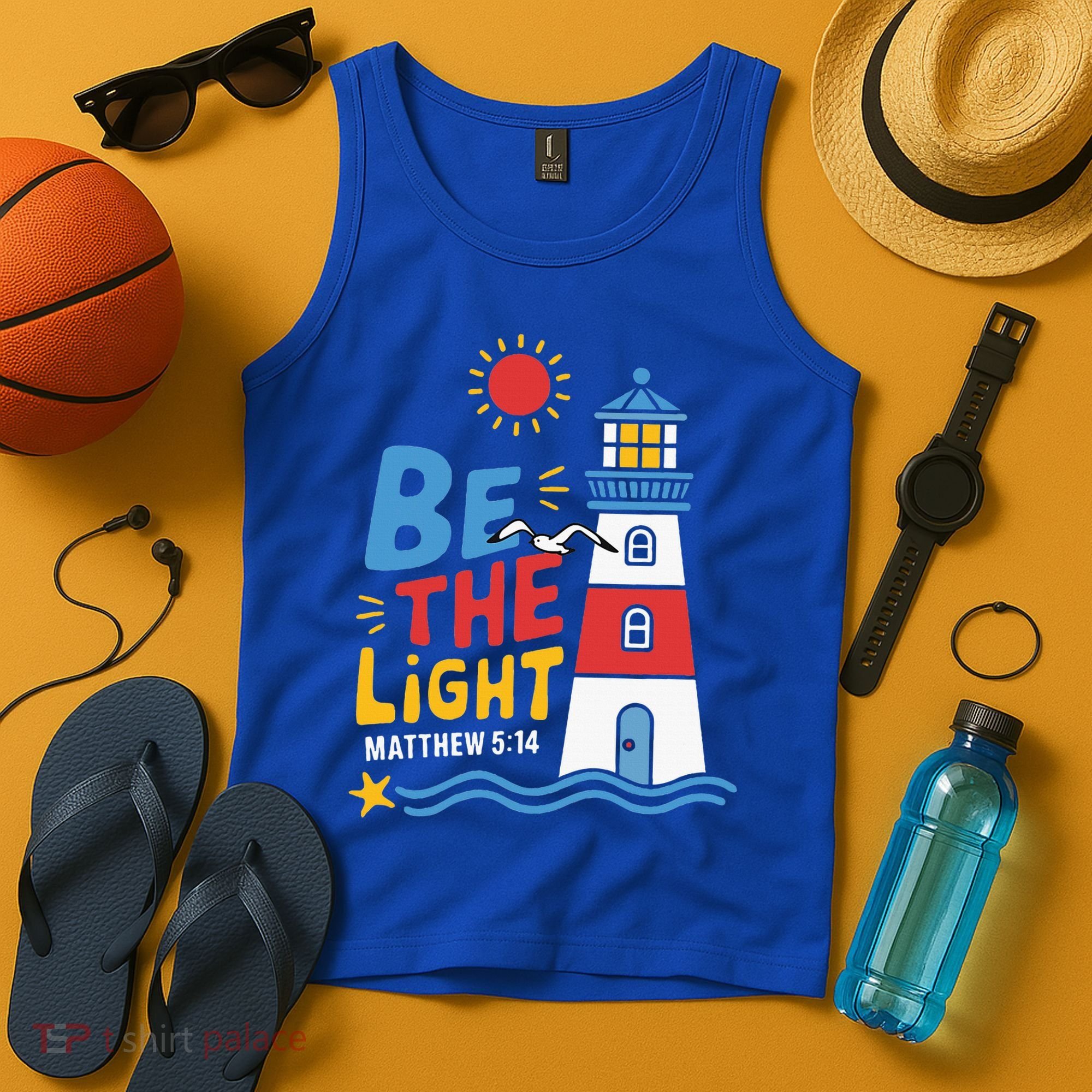 Casual Summer Lighthouse Bible verse Christian Tank Top