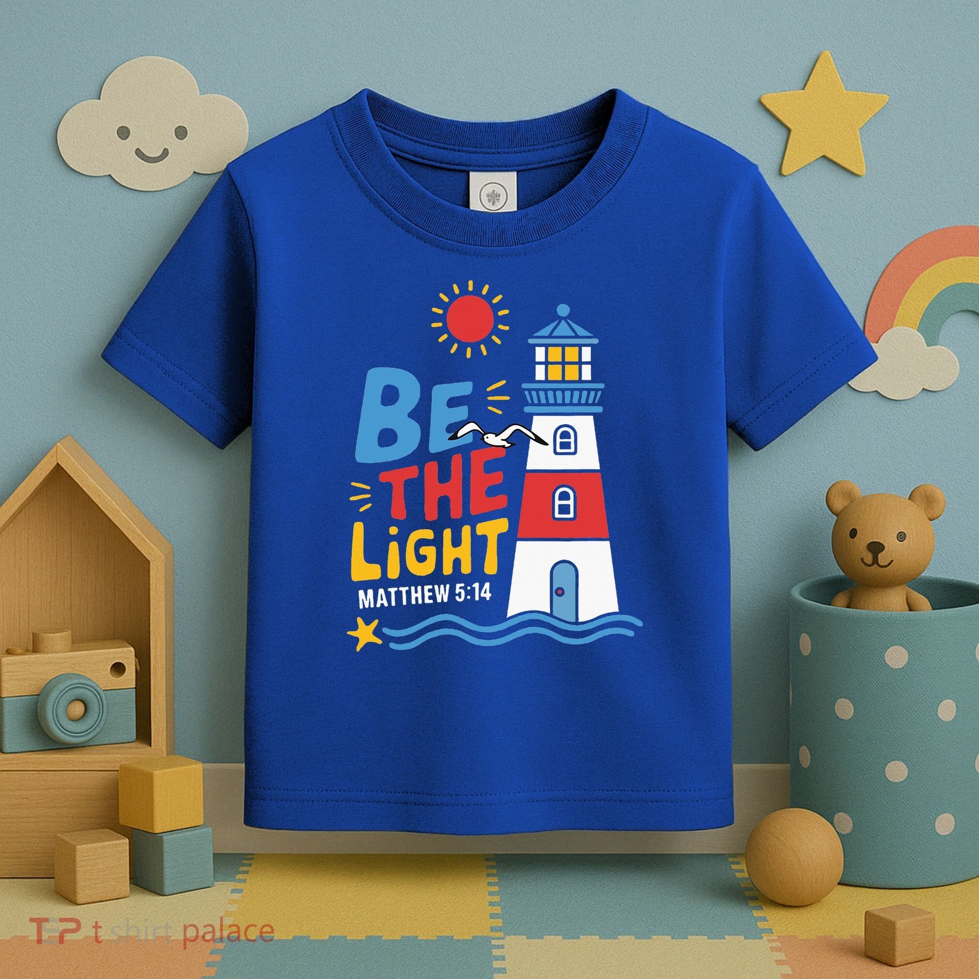 Casual Summer Lighthouse Bible verse Christian Toddler T-Shirt