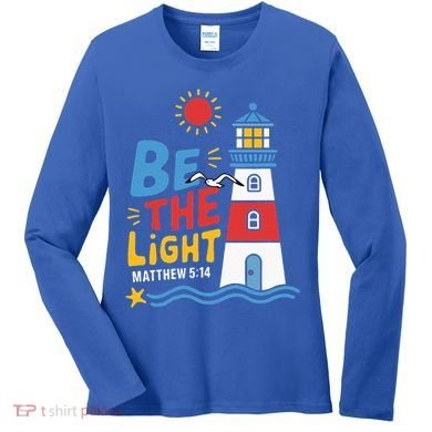 Casual Summer Lighthouse Bible verse Christian Women's Long Sleeve Shirt