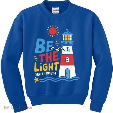 Casual Summer Lighthouse Bible verse Christian Kids Sweatshirt