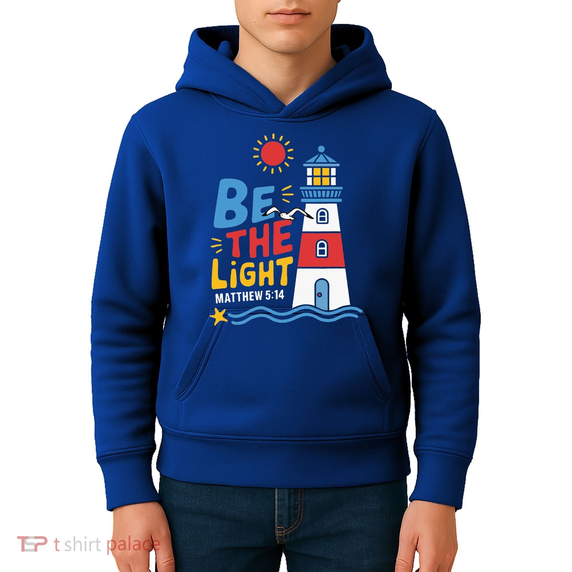 Casual Summer Lighthouse Bible verse Christian Kids Hoodie