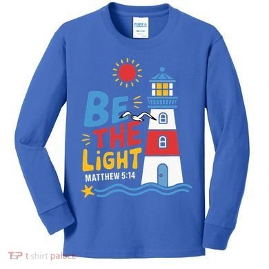 Casual Summer Lighthouse Bible verse Christian Kids Long Sleeve Shirt