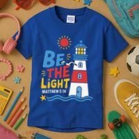 Casual Summer Lighthouse Bible verse Christian Kids T-Shirt thumb 3