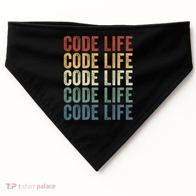 Code Sleek Life Minimalist Retro Design For Tech Enthusiasts Coding Aficionados USA-Made Doggie Bandana