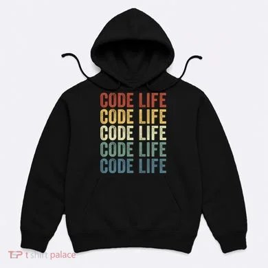 Code Sleek Life Minimalist Retro Design For Tech Enthusiasts Coding Aficionados Hoodie