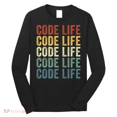 Code Sleek Life Minimalist Retro Design For Tech Enthusiasts Coding Aficionados Long Sleeve Shirt