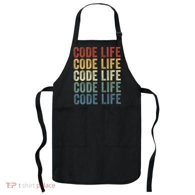 Code Sleek Life Minimalist Retro Design For Tech Enthusiasts Coding Aficionados Apron