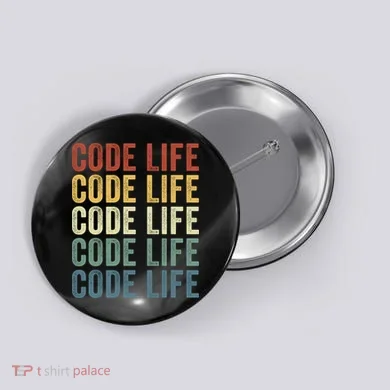 Code Sleek Life Minimalist Retro Design For Tech Enthusiasts Coding Aficionados Button