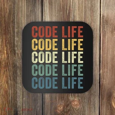 Code Sleek Life Minimalist Retro Design For Tech Enthusiasts Coding Aficionados Coaster