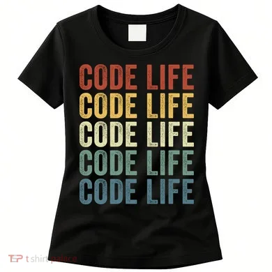 Code Sleek Life Minimalist Retro Design For Tech Enthusiasts Coding Aficionados Women's T-Shirt