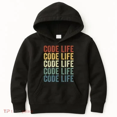 Code Sleek Life Minimalist Retro Design For Tech Enthusiasts Coding Aficionados Kids Hoodie