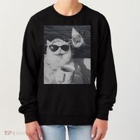 Cat Scarf Meme Drinking Coffee Selfie Chill White Shark Women's Sweatshirt thumb 0