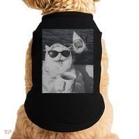 Cat Scarf Meme Drinking Coffee Selfie Chill White Shark Doggie Tank thumb 0