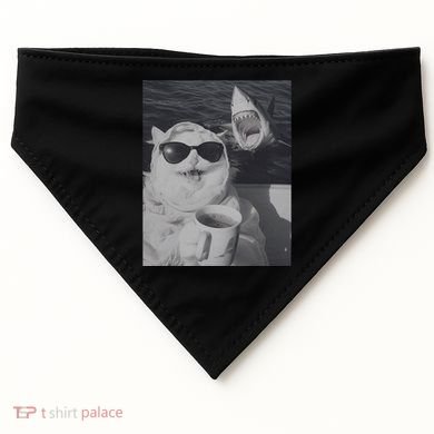 Cat Scarf Meme Drinking Coffee Selfie Chill White Shark USA-Made Doggie Bandana