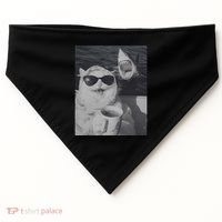 Cat Scarf Meme Drinking Coffee Selfie Chill White Shark USA-Made Doggie Bandana thumb 0