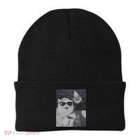 Cat Scarf Meme Drinking Coffee Selfie Chill White Shark Beanie thumb 0