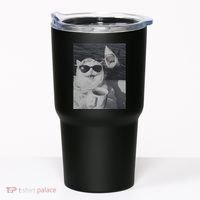 Cat Scarf Meme Drinking Coffee Selfie Chill White Shark Tumbler thumb 0